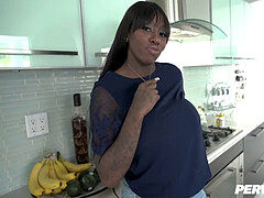 My Stepmom Mystique rode My cock In The Kitchen