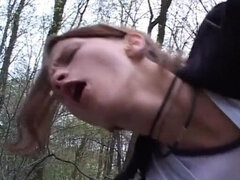 Blond, Kukk suging, Brunette, Hæler, Utendørs, Petite