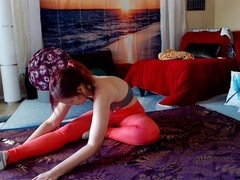 Sexy mature mom shows off yoga moves and milf feet