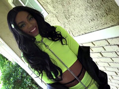 Submissive Ebony squirts while assfingered