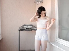 Smuk, Brunette, Onani, Brystvorter, Orgasme, Lille kvinde, Fisse, Teenager