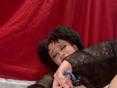 Stor stjärt, Svart, Hårig, Hemmagjord, Onani