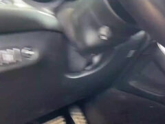 Platinum blonde driver from behind fixes her car and gets a wet creampie - POV!