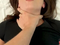 Amateur, Cul, Brunette brune, Couple, Tir de sperme, En levrette, Faciale, Nénés