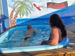 I caught it in the act myFather making out with his friend in the pool