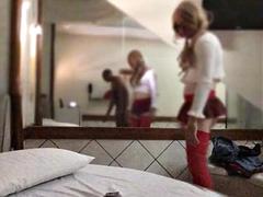 Carol sucking my friends grandfathers cock at the motel