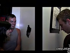 Fooled str8 gets gloryhole gay BJ in secret room till cum