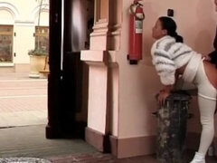 Amatör, Rumpa, Brunett, Par, Sperma shot, Utomhus, Offentlig, Tonåring