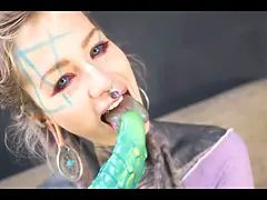 Anal loving Tattooed Hippie ANAL Fuck with Dildo and Real Big Dick