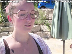 Redandreamoon & Coralielacoquine French Vlog: Poolside Blowjob and Handjob with BBW Nude Fun