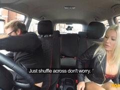 British MILF with massive tits squirts and gets creampied in fake driving school