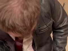 Office Boy in Suit Get Pissing