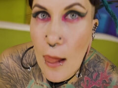Alternative Tattooed Babe Begs For Rough Dick Deep Sloppy Head, Tight Pussy Pounding & Cum On Face