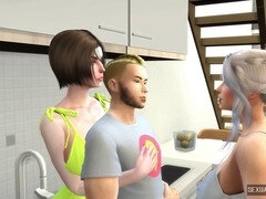 Amatör, Stor stjärt, Creampie, Kök, Latina, Fitta, Trekant