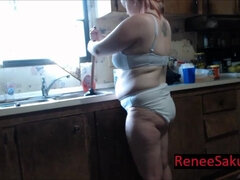 Amateur, Belle grosse femme bgf, Cuisine, Lingerie, Enceinte, Solo