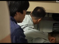 아시안, 오쟁이 진 남자, 갱뱅, 핸드잡, 집에서 만든, 일본인, 나이든, 밀프