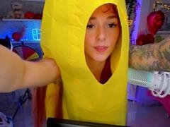 Unstoppable banana dance from sexy redhead Sabrina Great