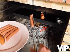 금발의, 오쟁이 진 남자, 체코인, 남편, 땋은 머리, 셀카, 젖가슴, 와이프