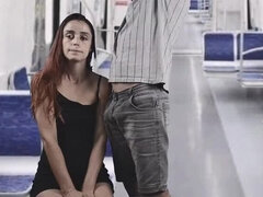 Innocent Redhead Teen Fanny Squirting - Public Bus Blowjob & Cum on Tits