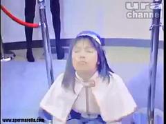 Asiatisch, Viele männer bespritzen eine frau, Spermaladung, Japanische massage