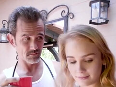 Stepfamily pleasure with two barely legal stunners