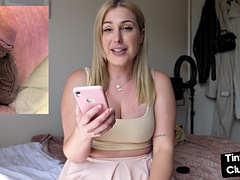 Seductive bitch loves to talk dirty about small white cocks