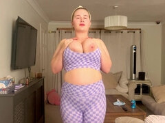 아마추어, 크고 아름다운 여자, 금발의, 유럽인, 유리들, 체육관, 혼자