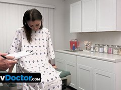 Beautiful Brunette Babe Goes For A Routine Check-Up But Gets Special Treatment Instead
