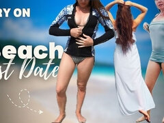 Amatör, Strand, Bikini, Erotisk, Rödhårig, Solo