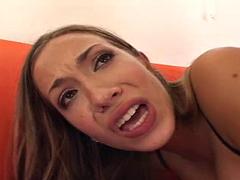 Teen with tattoos swallows load after getting hard DP from two men