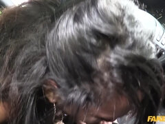 素人, フェラチオ, 車, 顔射, アウトドア, ユニフォーム