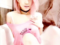 금발의, 일본인, 셀카, 샤워