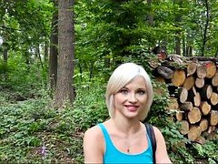 Amateur, Blonde, Sucer une bite, Européenne, Nue, De plein air, Public