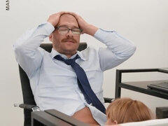 Lucky dude having sex with his secretary and GF in a thresome