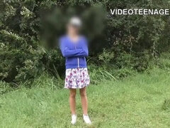 Leie, Hundestellung, Flashen, Höschen, Öffentlich, Muschi, Rasiert, Jungendliche (18+)