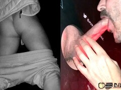 First-timer with uncut dicks at the gloryhole for some handjobs