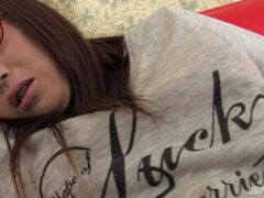 Ren's first time on camera leads to creampie on her hairy pussy