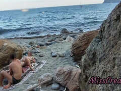 Amateur, Plage, Exhib, Léchez, Masturbation, Orgasme, De plein air, Voyeur