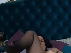 Amatør, Brunette, Dildoen, Sexy undertøy, Milf, Strømper