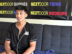 Amateur sexy naked stud jerks hard cock at the casting