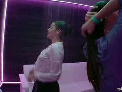 Big Tit Lesbos Soap Up in Orgy Shower