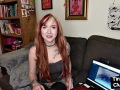 Amateur, Chica, Británico, Europeo, Tacones, Cuero, Solo, Tatuaje