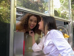 Curly-haired ebony Willow Ryder gets fucked in the food truck