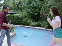 Enthousiasteling, Pijpbeurt, Sperma shot, Buiten, Tiener