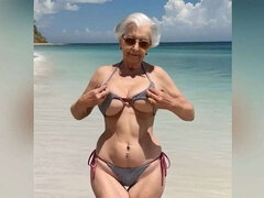 Strand, Bikini, Lækker, Familie, Bedstemor, Ældre kvinde, Tabu