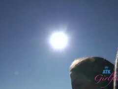 Juniper Ren Car Blowjob POV - Amateur Model Fucked Hard in Public Vacation Fun