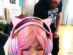 Amerykański, Azjatka, Sypialnia, Obciąganie, Styl na pieska, Wielorasowy, Drobna, Cycki