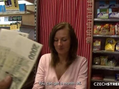 Mature Czech MILF Lara Braun Gives Blowjob and Gets Fucked Doggy Style in Public Tobacconist - Amateur POV HD