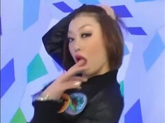 Sexy asian babe strips to techno