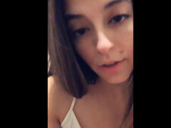 Vakker, Brunette, Par, Ansiktssperm, Onani, Naturlig, Brystvorter, Petite